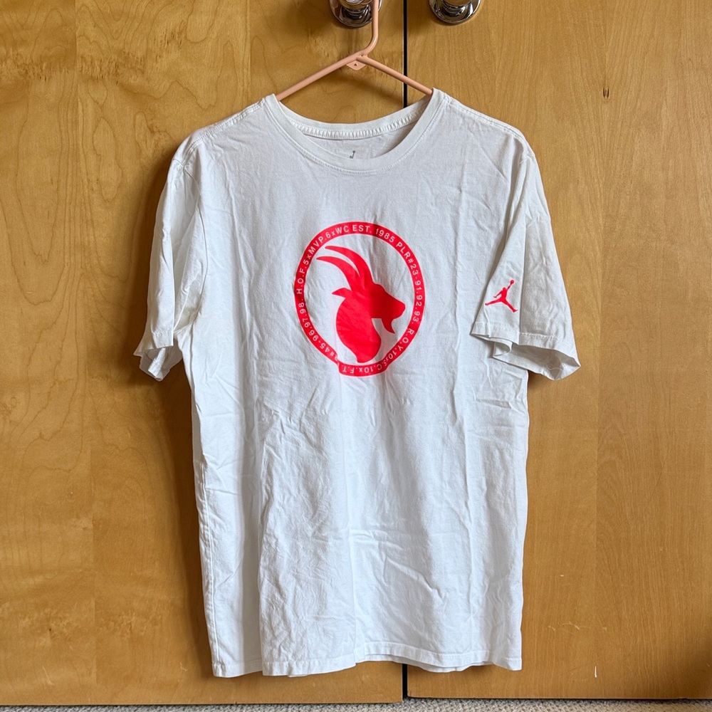 Jordan White Tee with Red GOAT Graphic